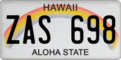 HI license plate ZAS698