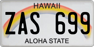 HI license plate ZAS699
