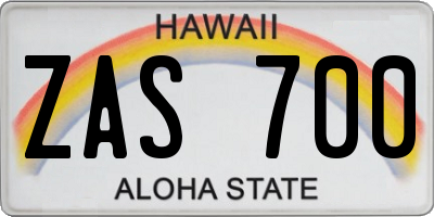HI license plate ZAS700
