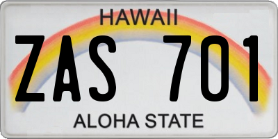 HI license plate ZAS701