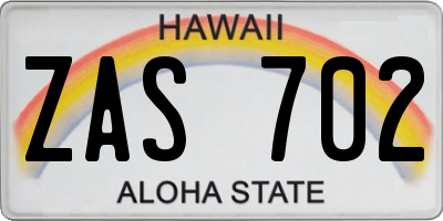 HI license plate ZAS702