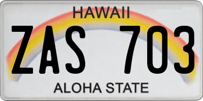HI license plate ZAS703