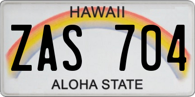 HI license plate ZAS704