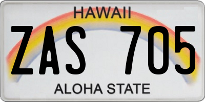 HI license plate ZAS705
