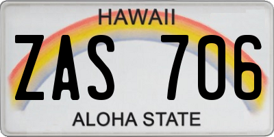 HI license plate ZAS706