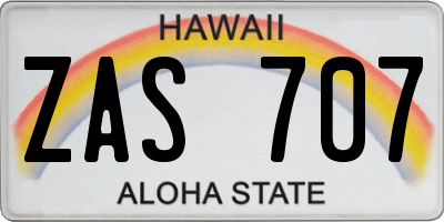 HI license plate ZAS707