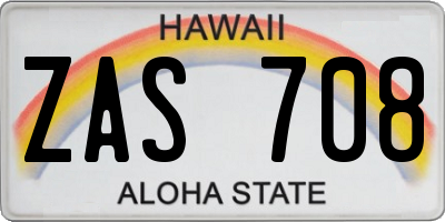 HI license plate ZAS708