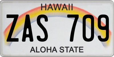 HI license plate ZAS709