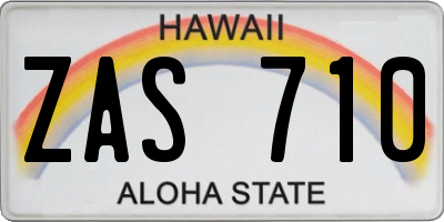 HI license plate ZAS710