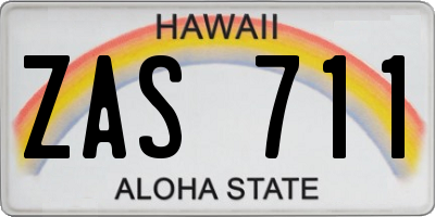 HI license plate ZAS711