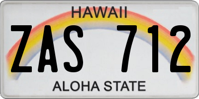 HI license plate ZAS712