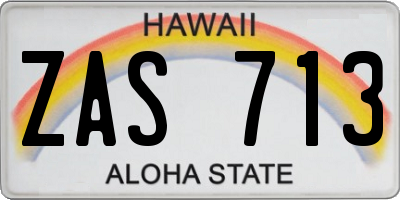 HI license plate ZAS713