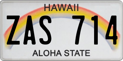 HI license plate ZAS714