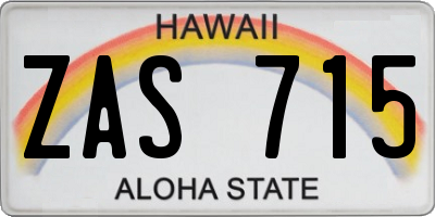 HI license plate ZAS715