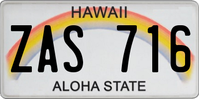 HI license plate ZAS716