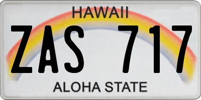 HI license plate ZAS717