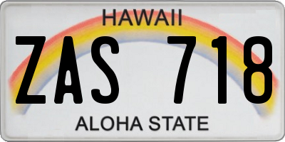HI license plate ZAS718