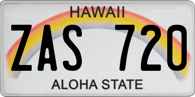 HI license plate ZAS720