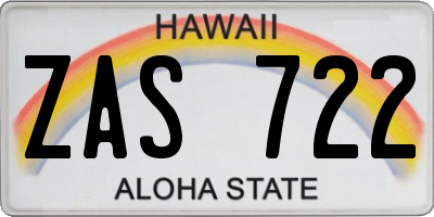 HI license plate ZAS722