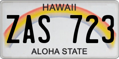 HI license plate ZAS723