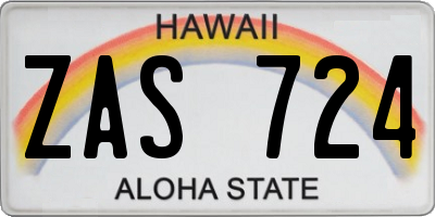 HI license plate ZAS724