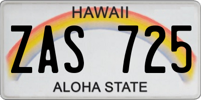 HI license plate ZAS725