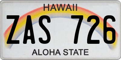 HI license plate ZAS726