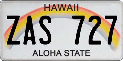 HI license plate ZAS727