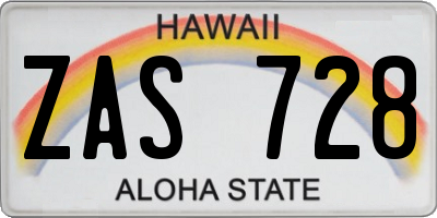 HI license plate ZAS728