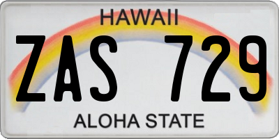 HI license plate ZAS729