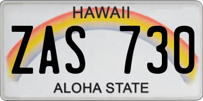 HI license plate ZAS730