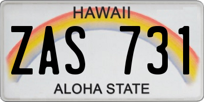 HI license plate ZAS731