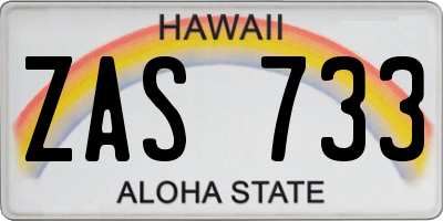 HI license plate ZAS733