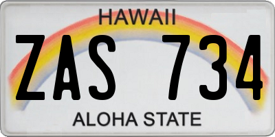 HI license plate ZAS734