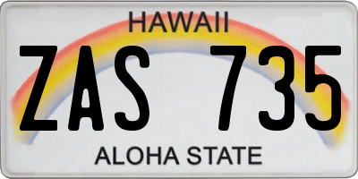 HI license plate ZAS735
