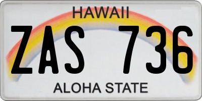 HI license plate ZAS736