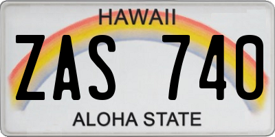 HI license plate ZAS740