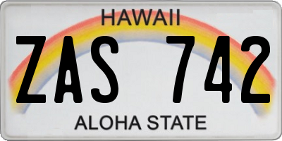 HI license plate ZAS742
