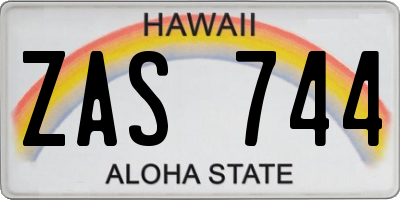 HI license plate ZAS744