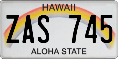 HI license plate ZAS745