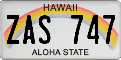 HI license plate ZAS747
