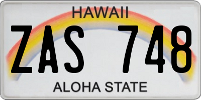 HI license plate ZAS748