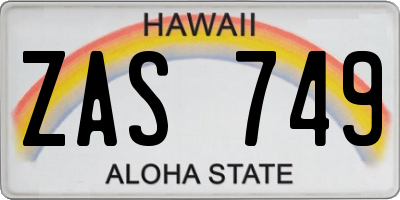 HI license plate ZAS749