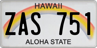 HI license plate ZAS751