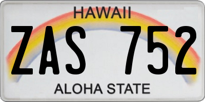 HI license plate ZAS752