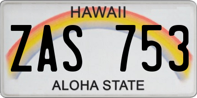 HI license plate ZAS753