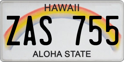 HI license plate ZAS755