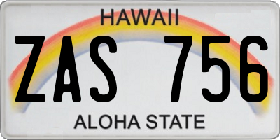 HI license plate ZAS756
