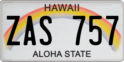 HI license plate ZAS757
