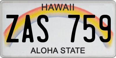 HI license plate ZAS759